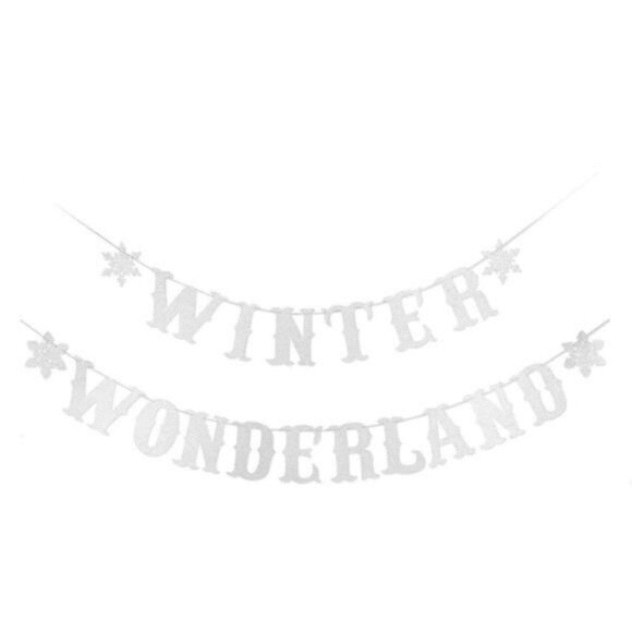 Snowflake Winter Wonderland Banner & Snowflake Banner Decoration, Silver Glitter - Picture 2 of 4